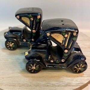 Redware Antique Car Salt & Pepper Shakers  Vintage Japan